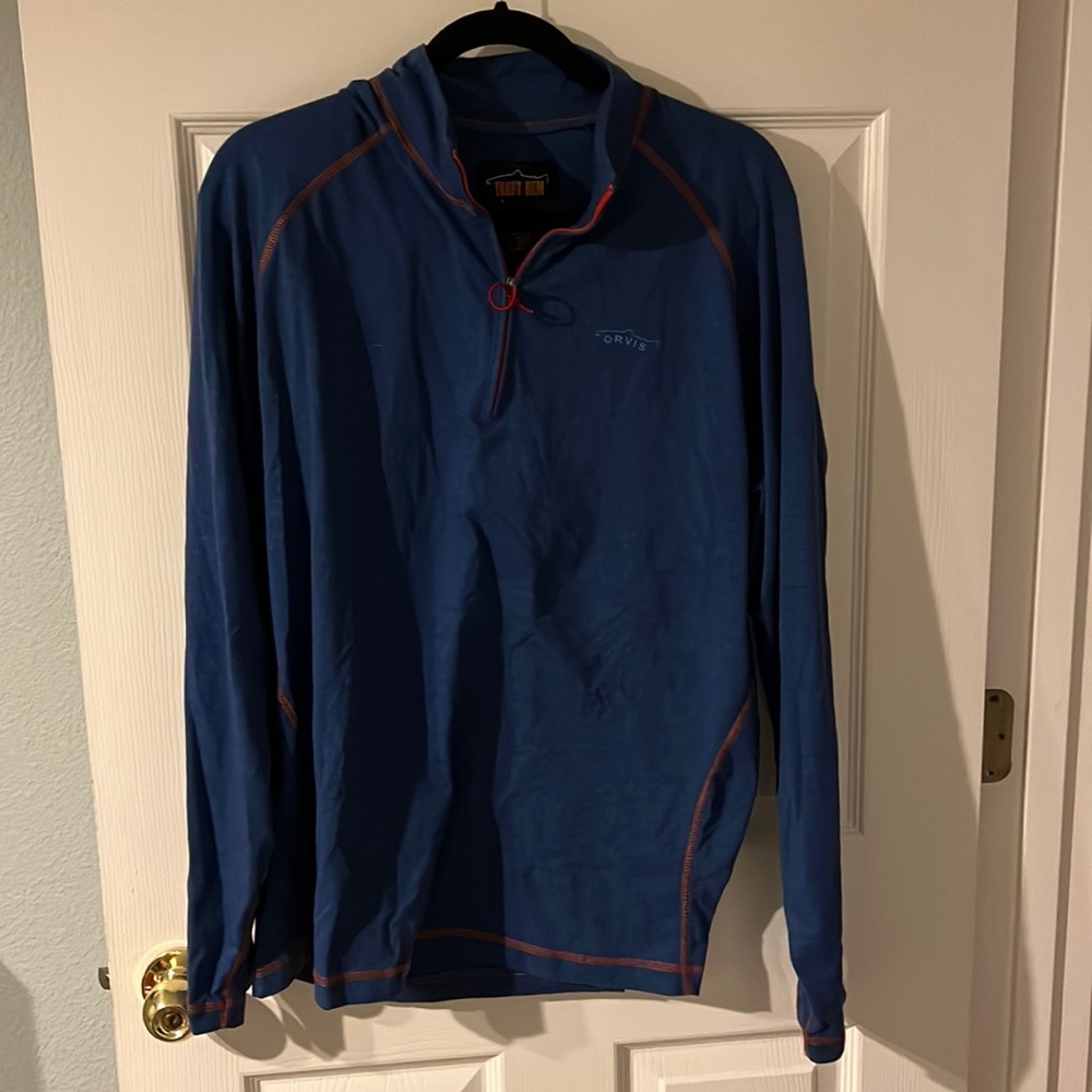 Men’s large Orvis “Trout Bum” zip-up pullover